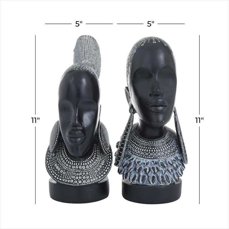 BLACK POLYSTONE WOMAN AFRICAN SCULPTURE 1 PIECE