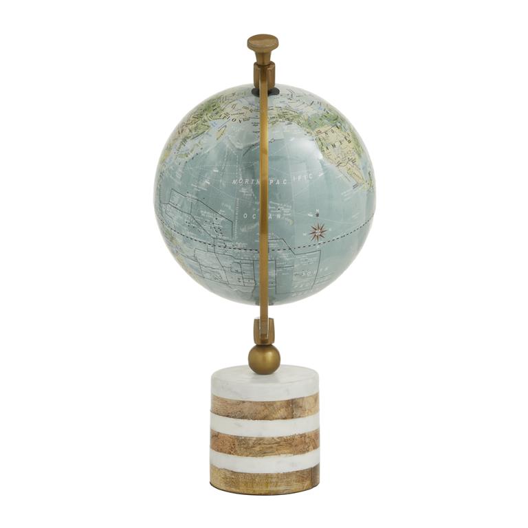 BLUE MARBLE GLOBE WITH MARBLE BASE