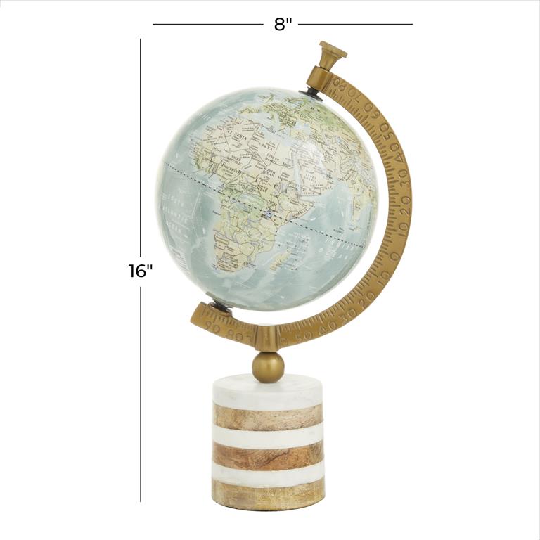 BLUE MARBLE GLOBE WITH MARBLE BASE