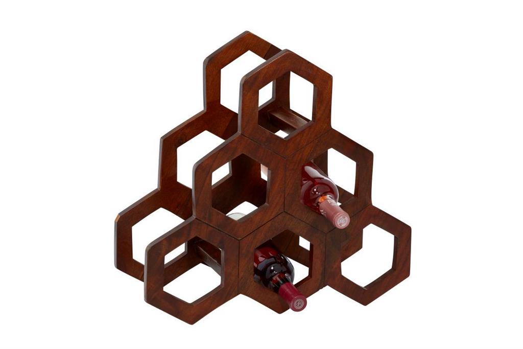 BROWN WOOD CONTEMPORARY WINE RACK,