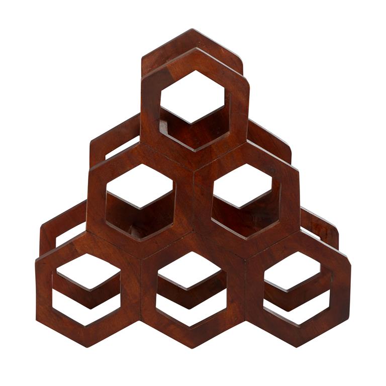 BROWN WOOD CONTEMPORARY WINE RACK,