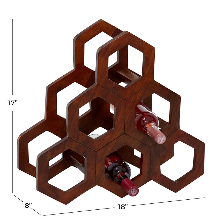 BROWN WOOD CONTEMPORARY WINE RACK,