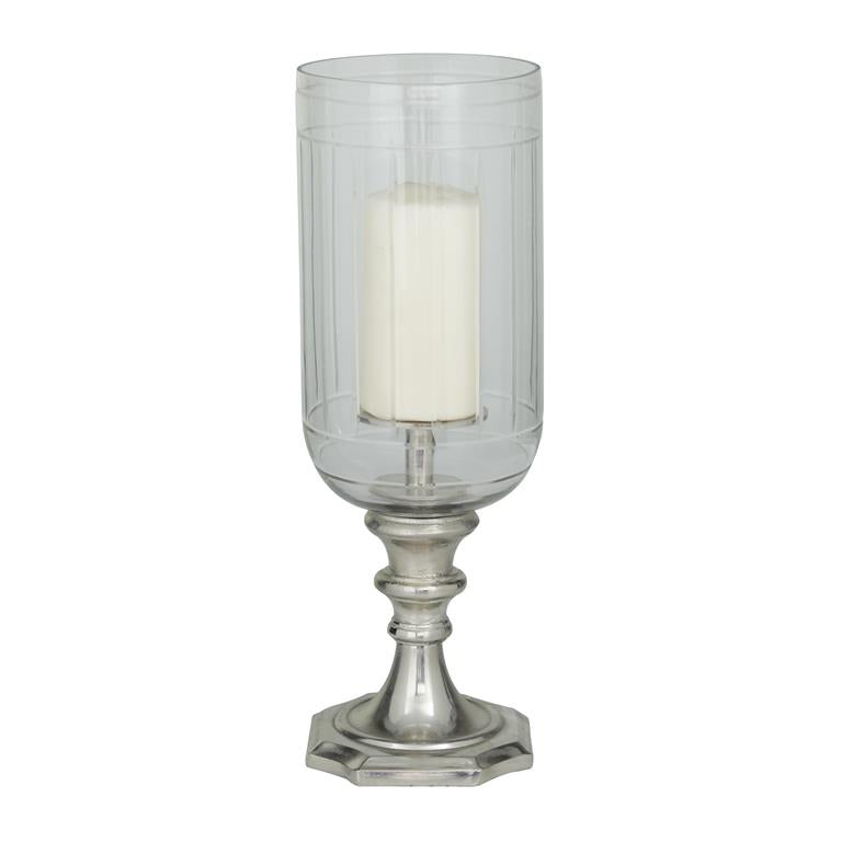 SILVER ALUMINUM HURRICANE LAMP