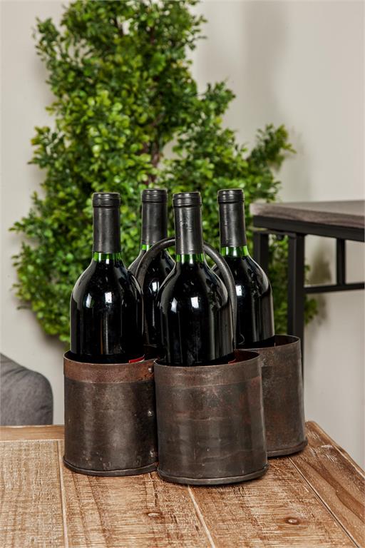 GREY METAL INDUSTRIAL WINE HOLDER