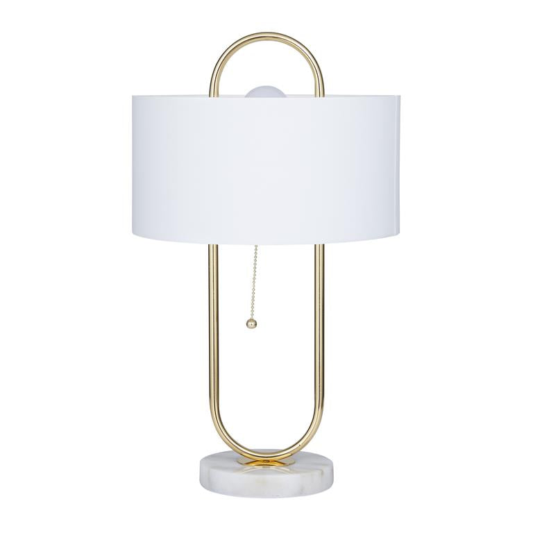 COSMOLIVING BY COSMOPOLITAN WHITE METAL PAPER CLIP ACCENT LAMP WITH MARBLE BASE