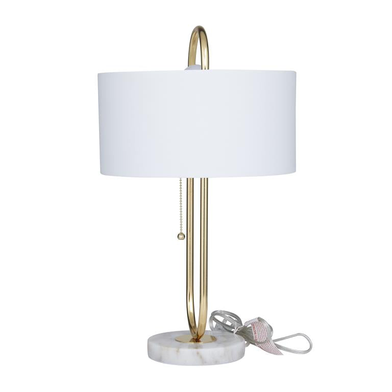 COSMOLIVING BY COSMOPOLITAN WHITE METAL PAPER CLIP ACCENT LAMP WITH MARBLE BASE