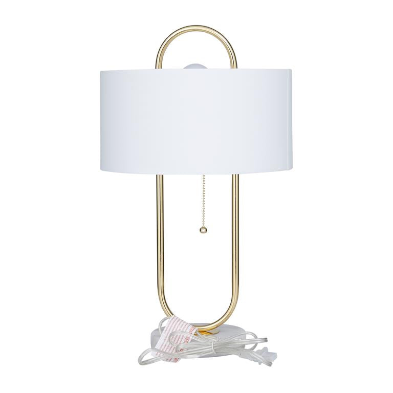 COSMOLIVING BY COSMOPOLITAN WHITE METAL PAPER CLIP ACCENT LAMP WITH MARBLE BASE