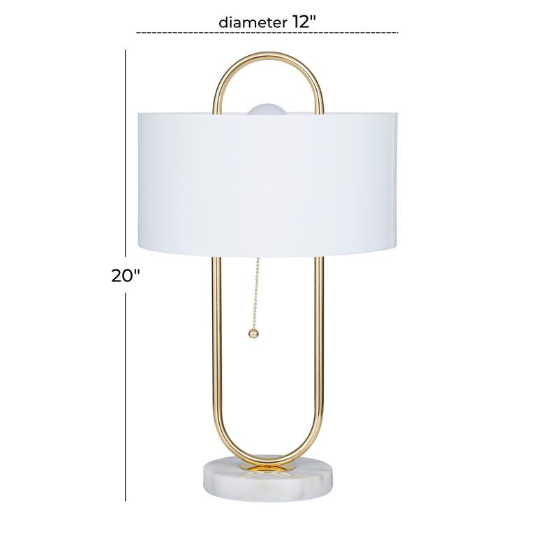 COSMOLIVING BY COSMOPOLITAN WHITE METAL PAPER CLIP ACCENT LAMP WITH MARBLE BASE