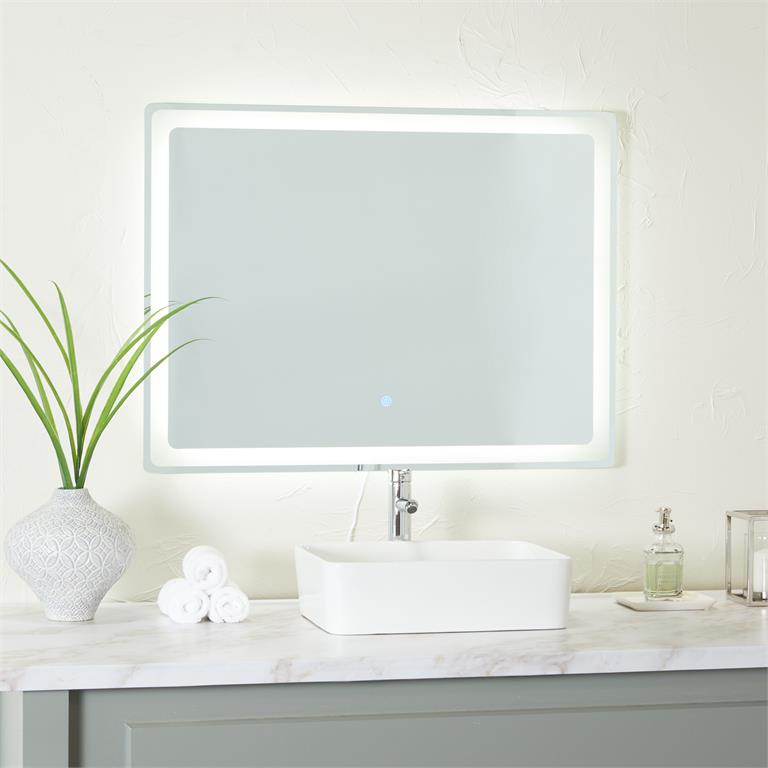 SILVER GLASS LED MIRROR,