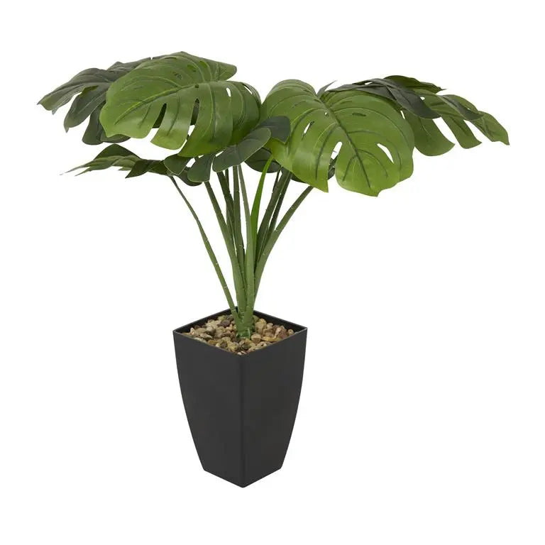 Black Plastic Contemporary Monstera Artificial Plant