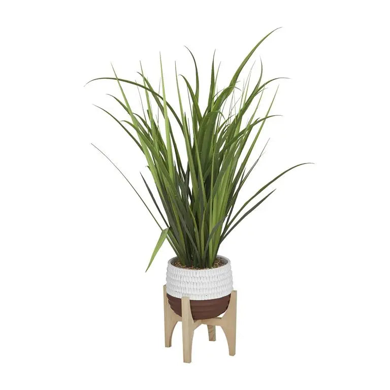 Green Plastic Contemporary Tall Grass Artificial Plant