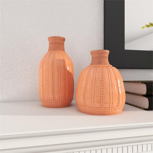 PEACH CERAMIC HANDMADE VASE