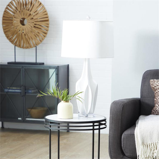 WHITE POLYSTONE TABLE LAMP