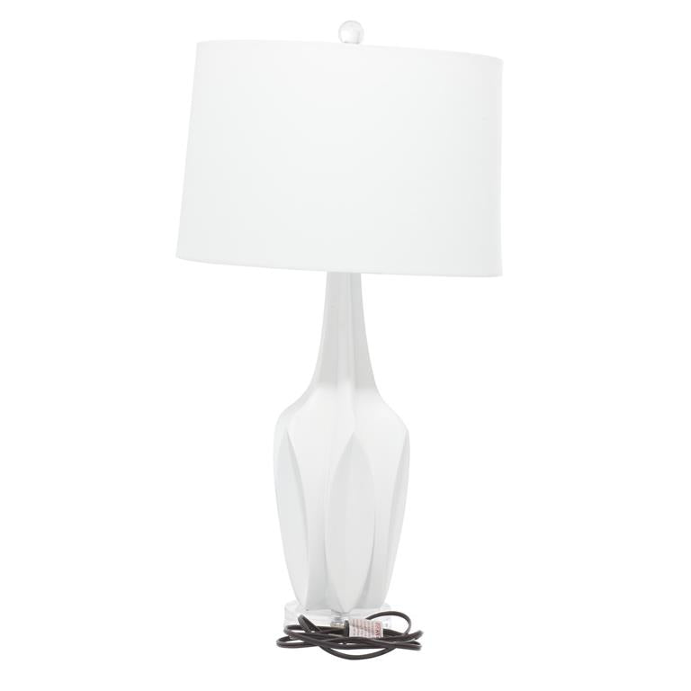 WHITE POLYSTONE TABLE LAMP