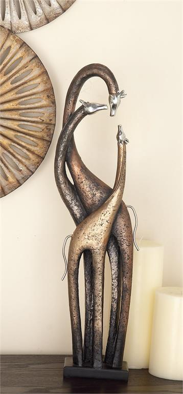 BRASS POLYSTONE GIRAFFE SCULPTURE