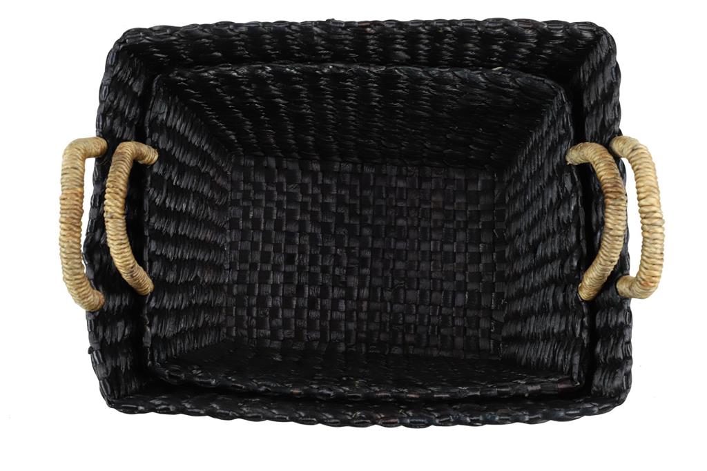 BLACK BANANA LEAF ECLECTIC STORAGE BASKET
