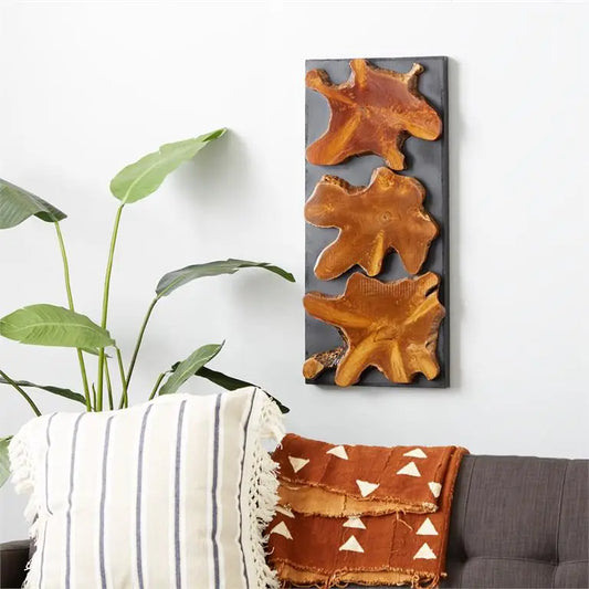 Brown Teak Wood Rustic Tree Trunk Wall Decor