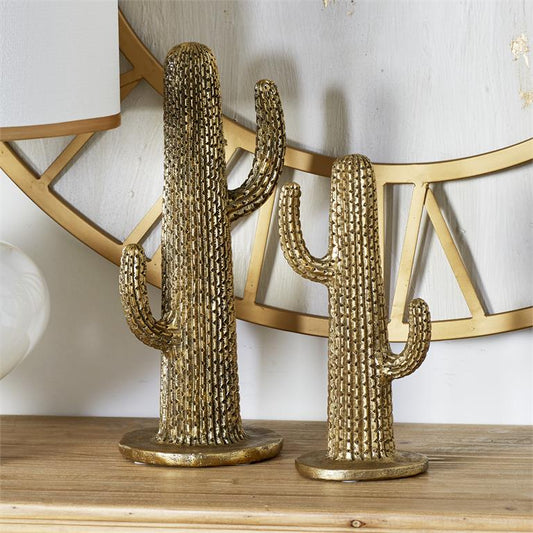 GOLD POLYSTONE CACTUS SCULPTURE