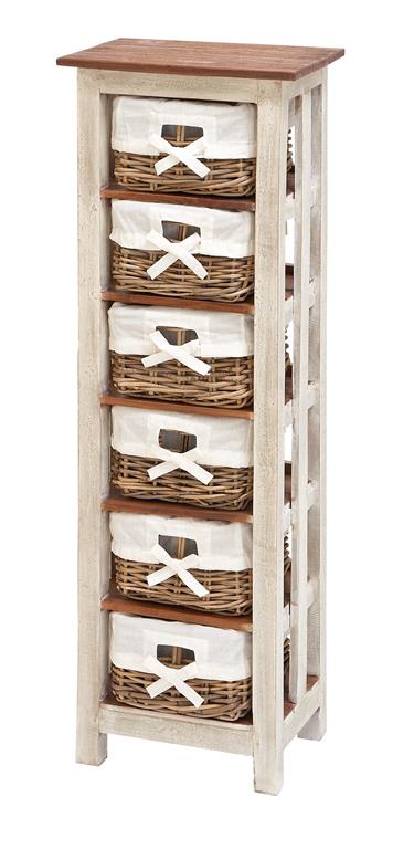 WHITE WOOD 6 BASKETS STORAGE UNIT,