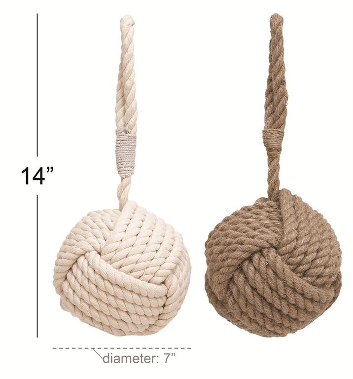 MULTI COLORED JUTE KNOT SCULPTURE WITH HANGING LOOP