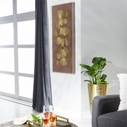 VENUS WILLIAMS COLLECTION GOLD AND BROWN CONTEMPORARY ACRYLIC WALL AR