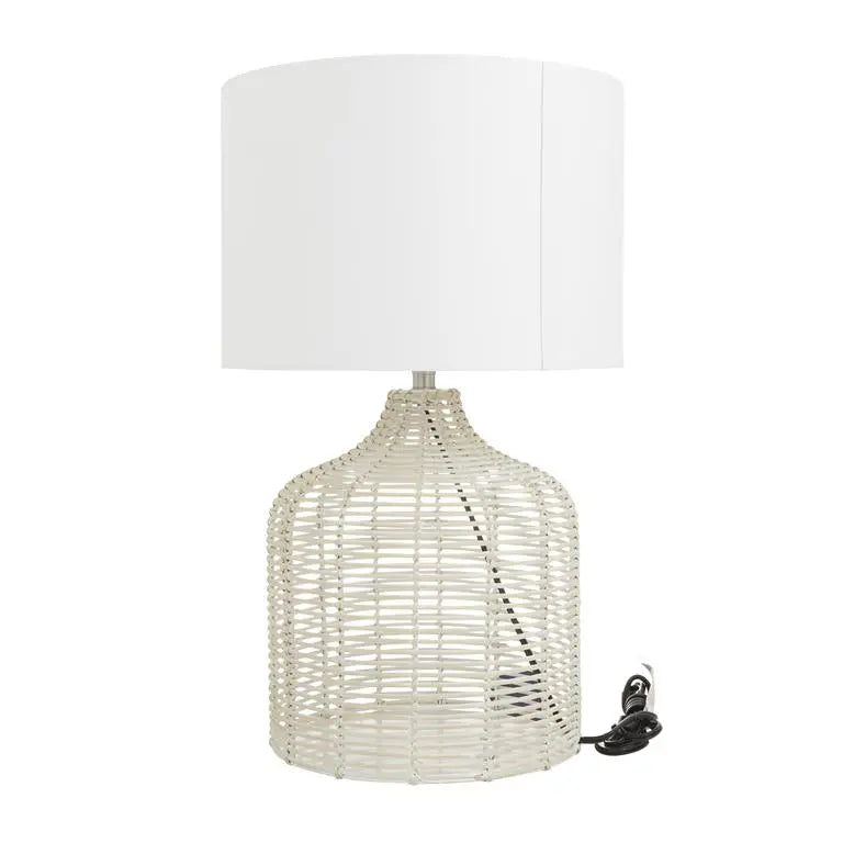 Beige Rattan Coastal Table