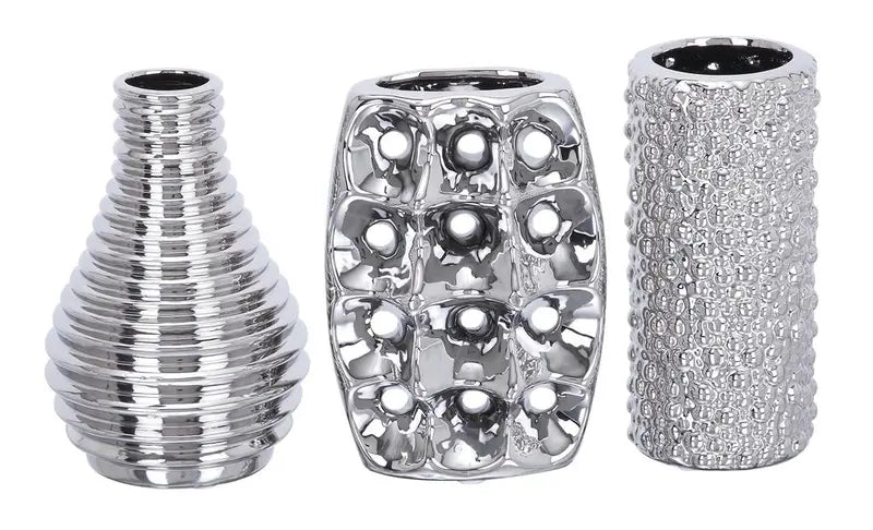 Silver Ceramic Modern Vase