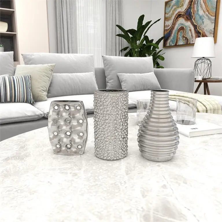 Silver Ceramic Modern Vase