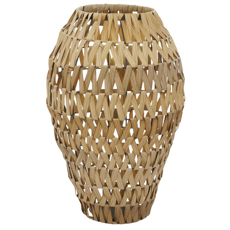 BROWN PLASTIC RATTAN HANDMADE WOVEN VASE