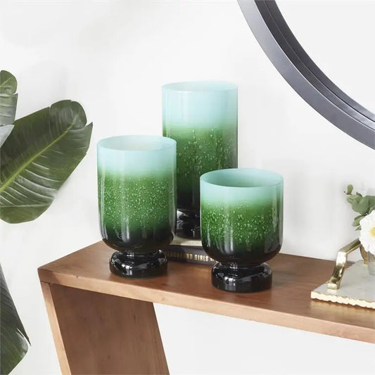 Green Glass Glam Candle Holder,