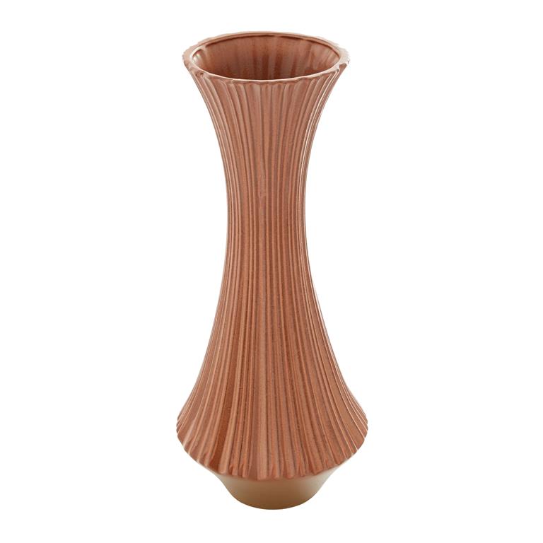 RUST CERAMIC RIBBED VASE