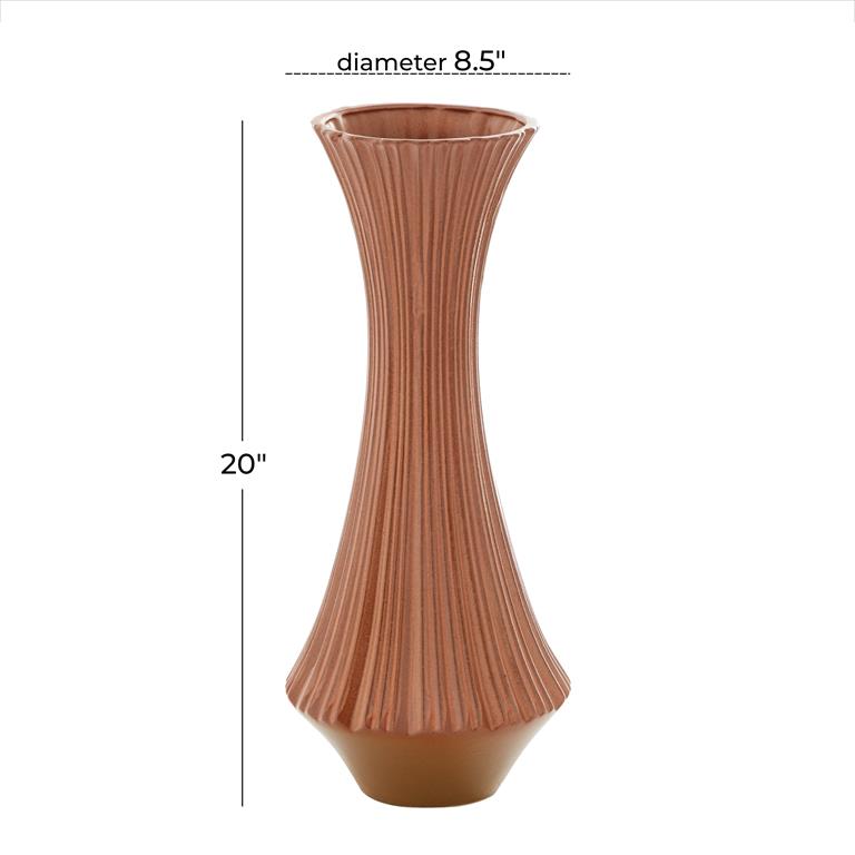 RUST CERAMIC RIBBED VASE