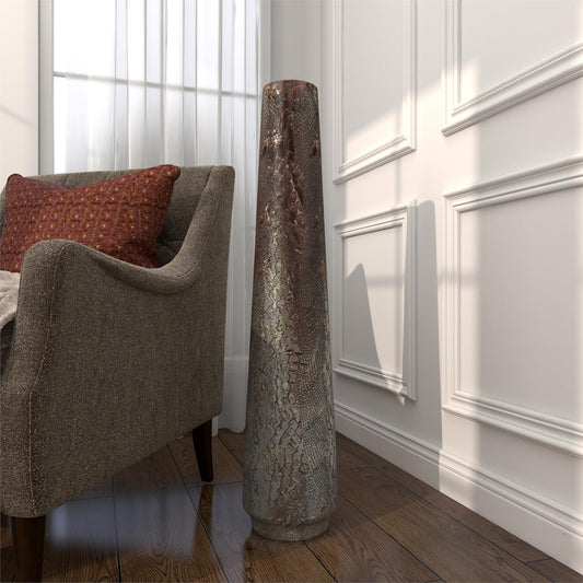 SILVER CERAMIC SNAKESKIN INSPIRED VASE