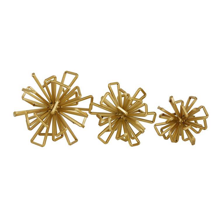 GOLD METAL GEOMETRIC SCULPTURE,