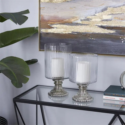 Silver Glass Vintage Hurricane Lamp