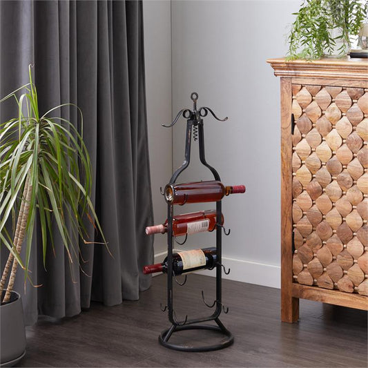 BLACK METAL INDUSTRIAL WINE HOLDER RACK