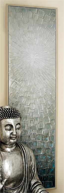 GRAY CANVAS STARBURST RADIAL FRAMED WALL ART WITH BROWN FRAME