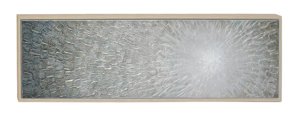 GRAY CANVAS STARBURST RADIAL FRAMED WALL ART WITH BROWN FRAME