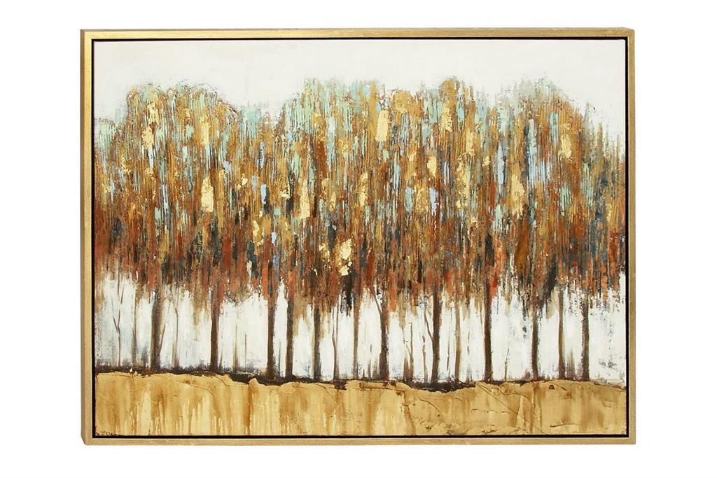 BROWN CANVAS TREE FRAMED WALL ART WITH GOLD FRAME