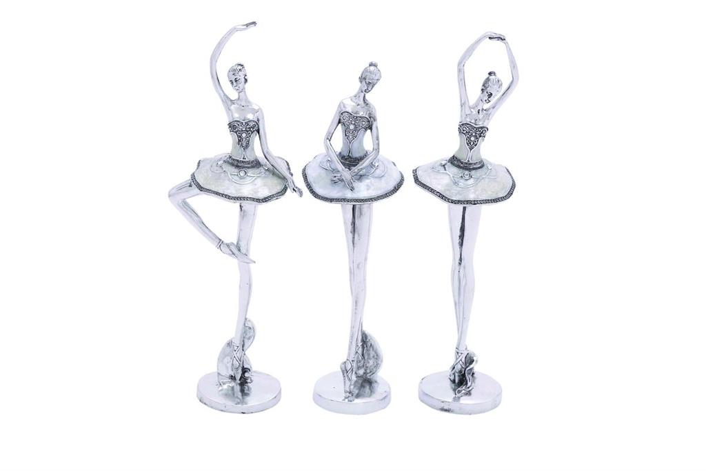 SILVER POLYSTONE DANCER SCULPTURE