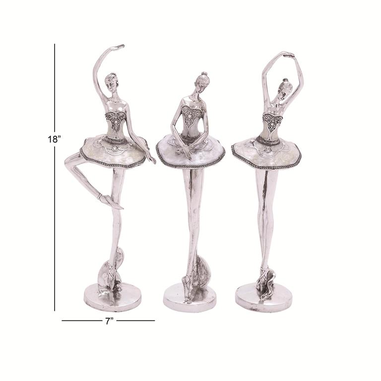 SILVER POLYSTONE DANCER SCULPTURE