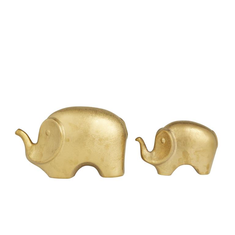 GOLD CERAMIC ELEPHANT SCULPTURE,