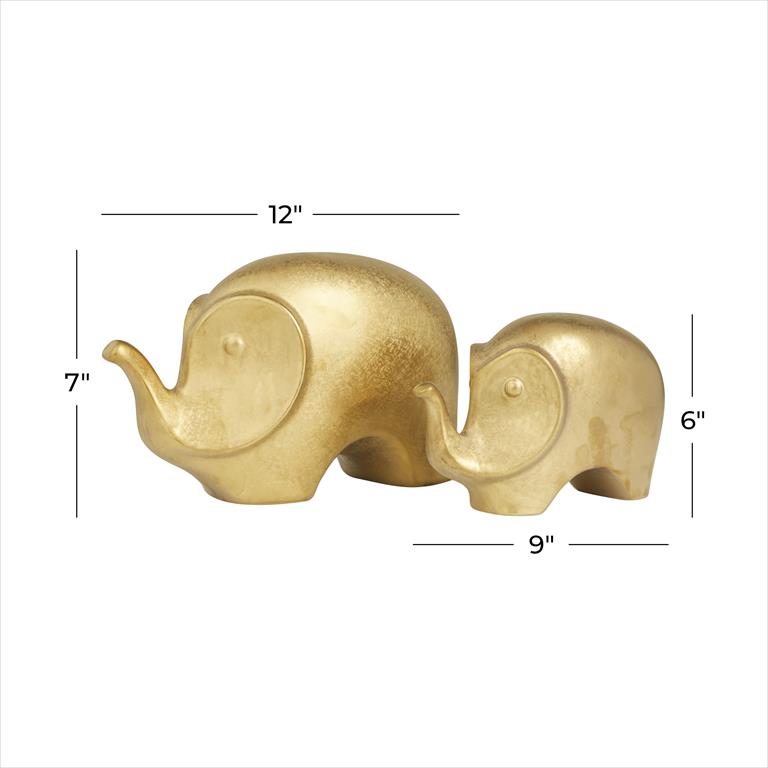 GOLD CERAMIC ELEPHANT SCULPTURE,