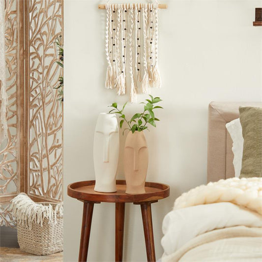 MULTI COLORED CERAMIC EASTER ISLAND HEAD VASE,