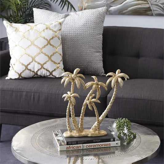 Gold Polyresin Coastal Palm Tree Sculpture,