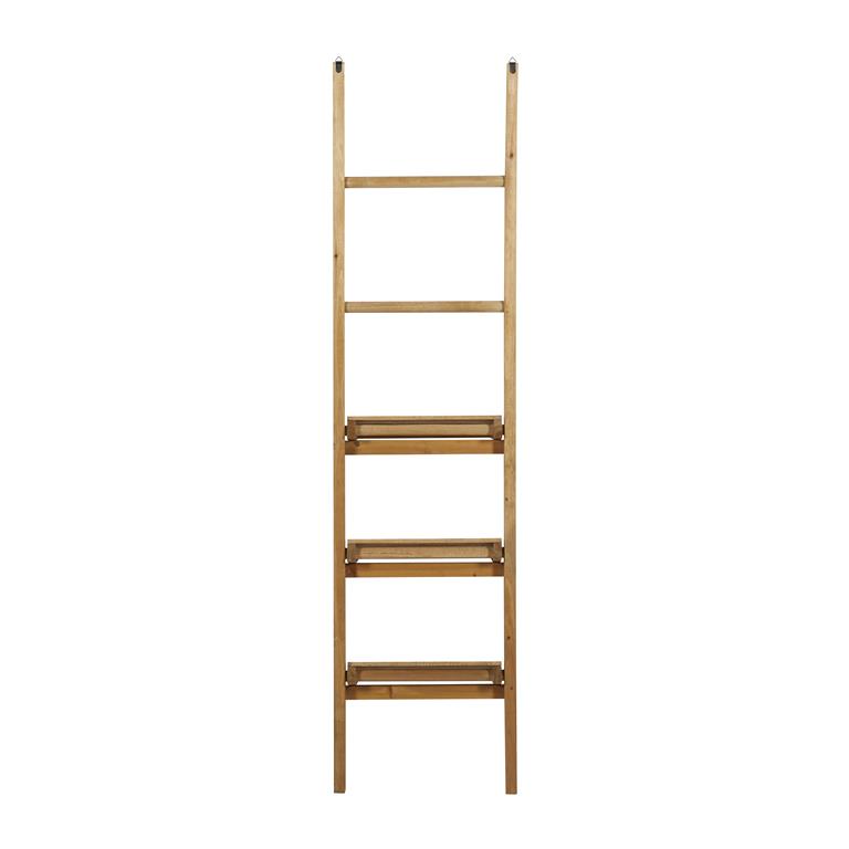 BROWN WOOD 3 SHELF AND 2 RUNGS WALL SHELF