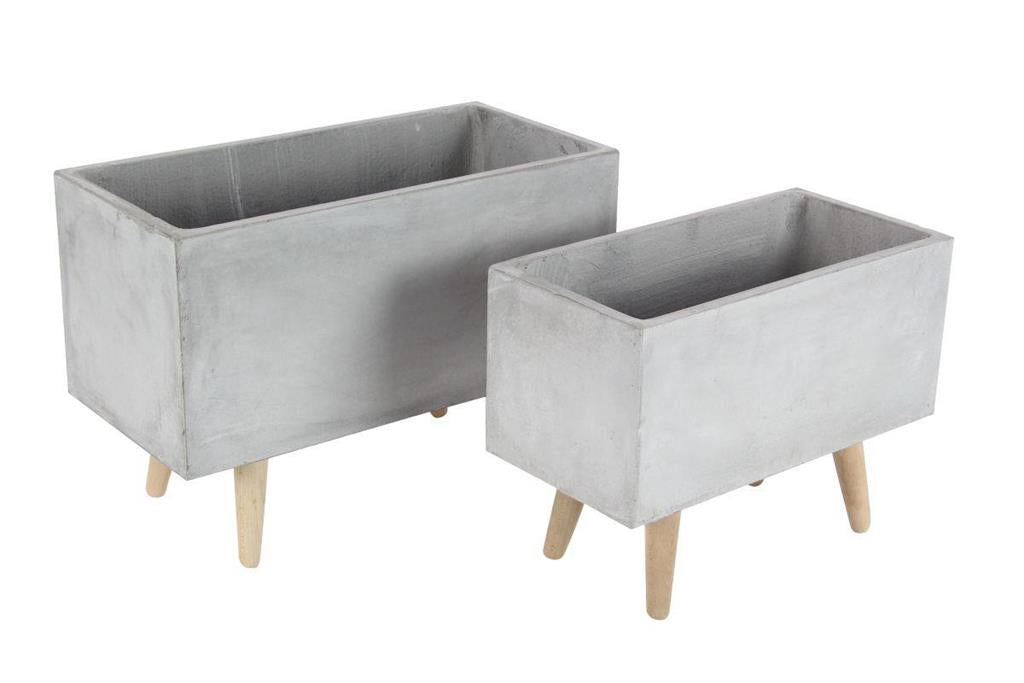 GREY FIBER CLAY CONTEMPORARY PLANTER