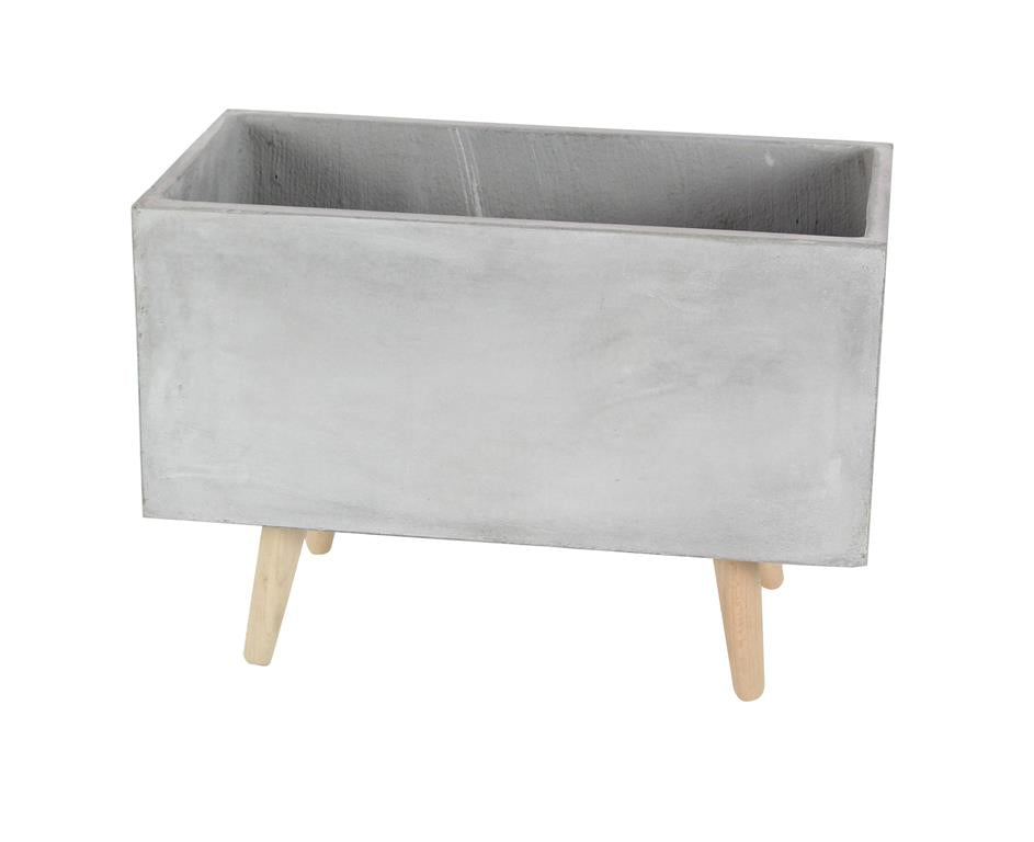GREY FIBER CLAY CONTEMPORARY PLANTER
