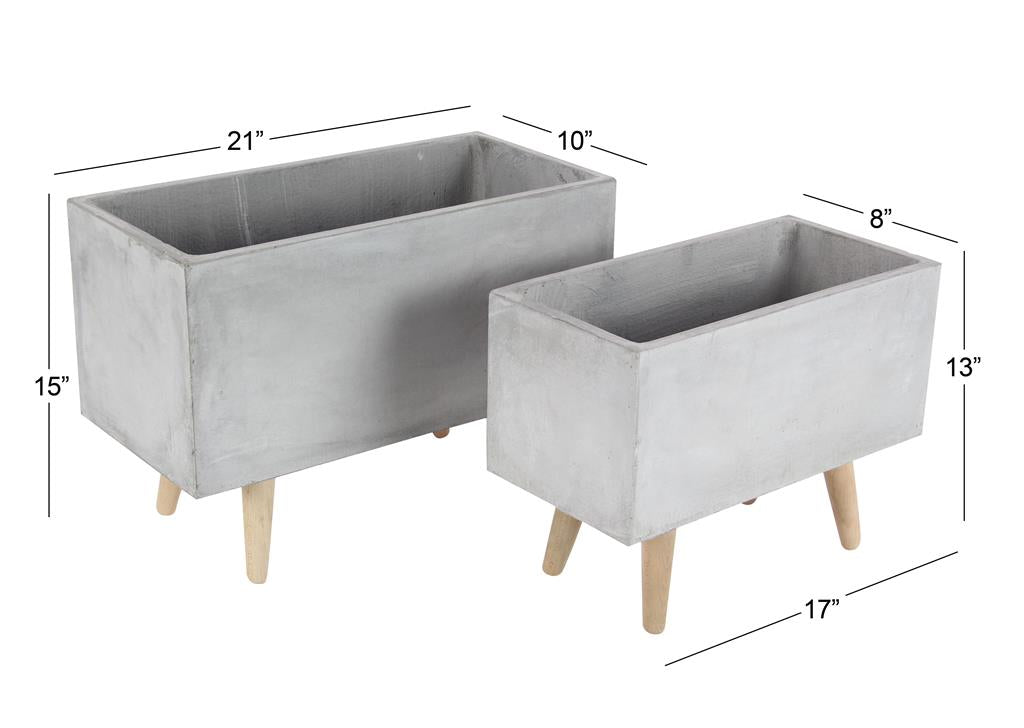 GREY FIBER CLAY CONTEMPORARY PLANTER