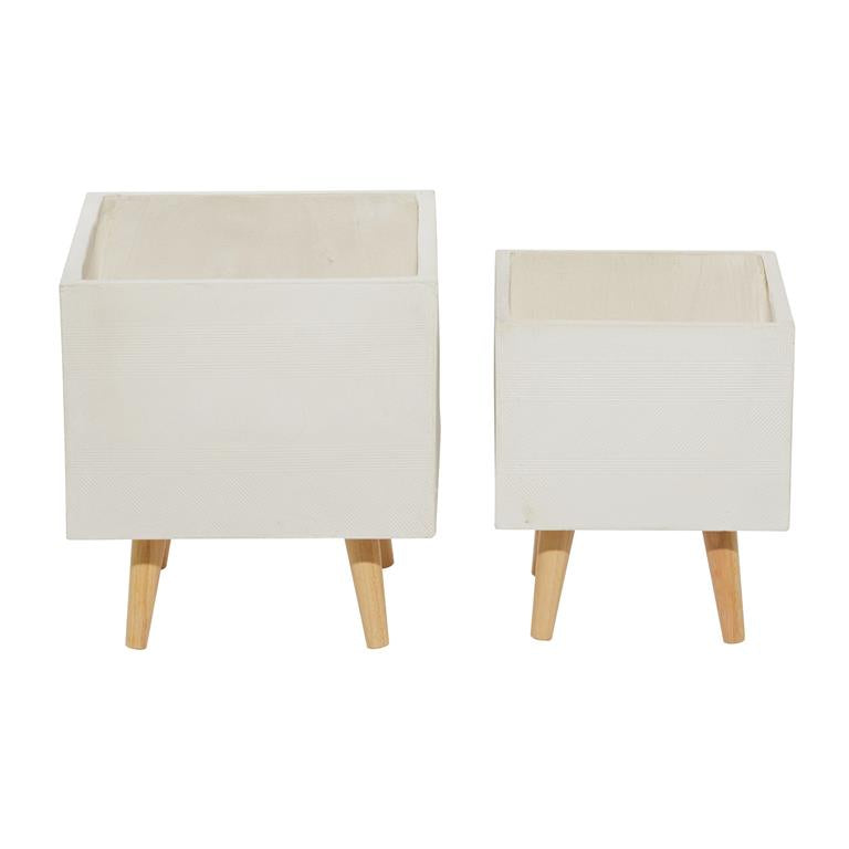 WHITE CERAMIC CONTEMPORARY PLANTER